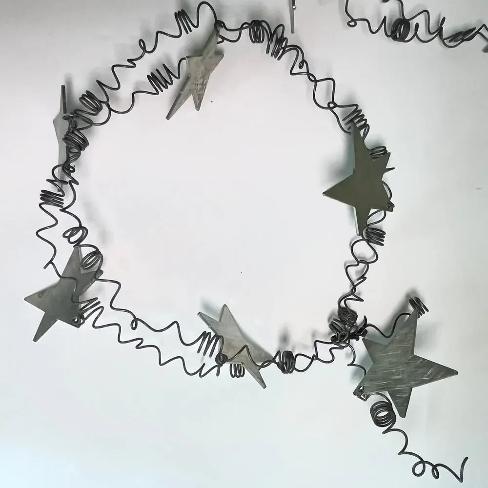 Handcrafted Garland Metal Stars on Coiled Wire 2-43